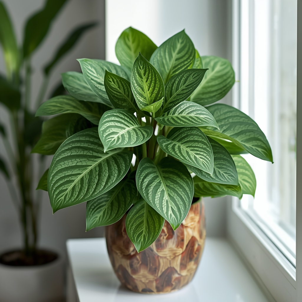 Fotonija u saksiji, dekorativni listovi sa elegantnom nervaturom