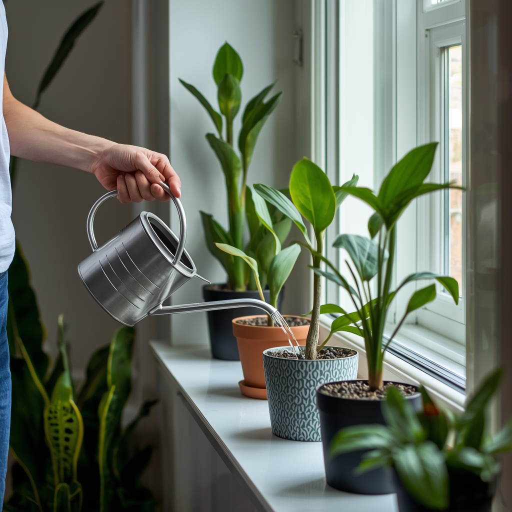 Zalivanje sobnih biljaka odstajalom vodom u saksijama