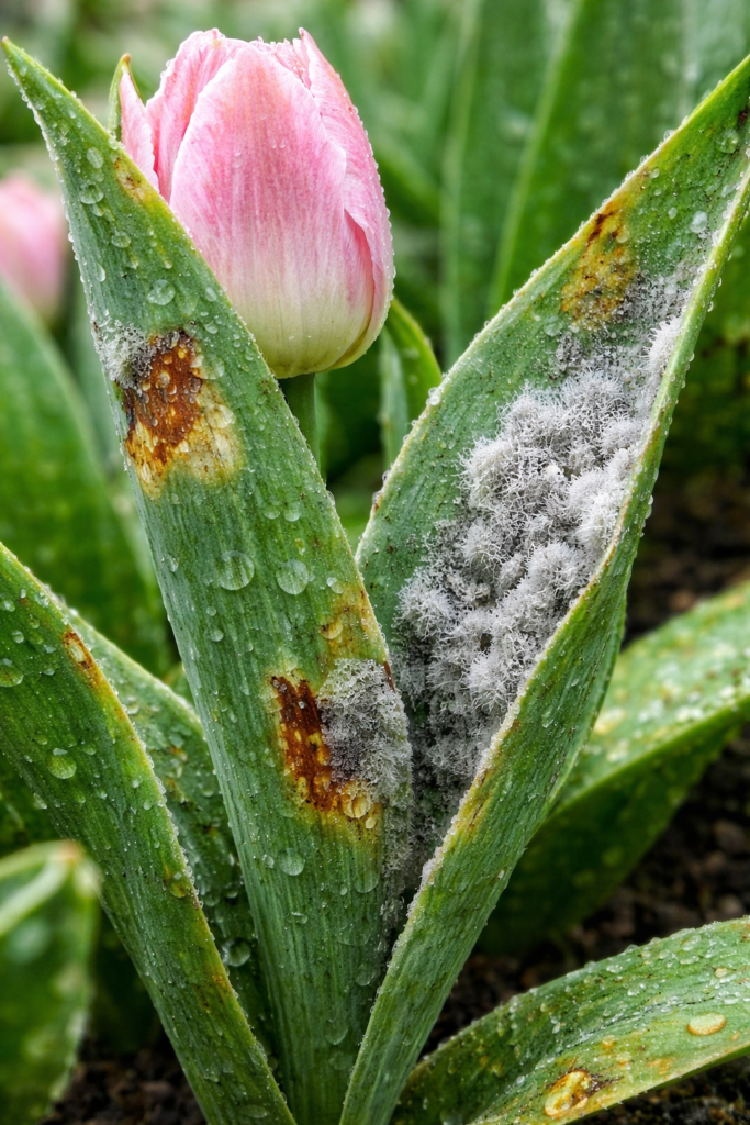 Siva plesan na lali (Botrytis sp.)